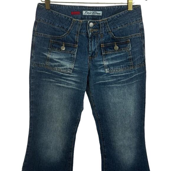 VTG 2000s Paris Blues Soulmate Denim Flare Leg Jeans Size 9 Low-Rise 32" Inseam - Picture 3 of 7